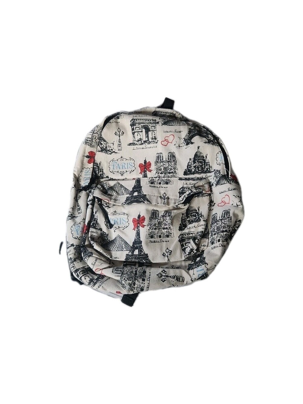 Backpack Bag - Louvre Paris Print White Black Red
